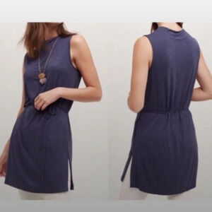 Anthropologie Dolan Left Coast Fina Tie Waist Sleeveless Tunic Navy Blue XS